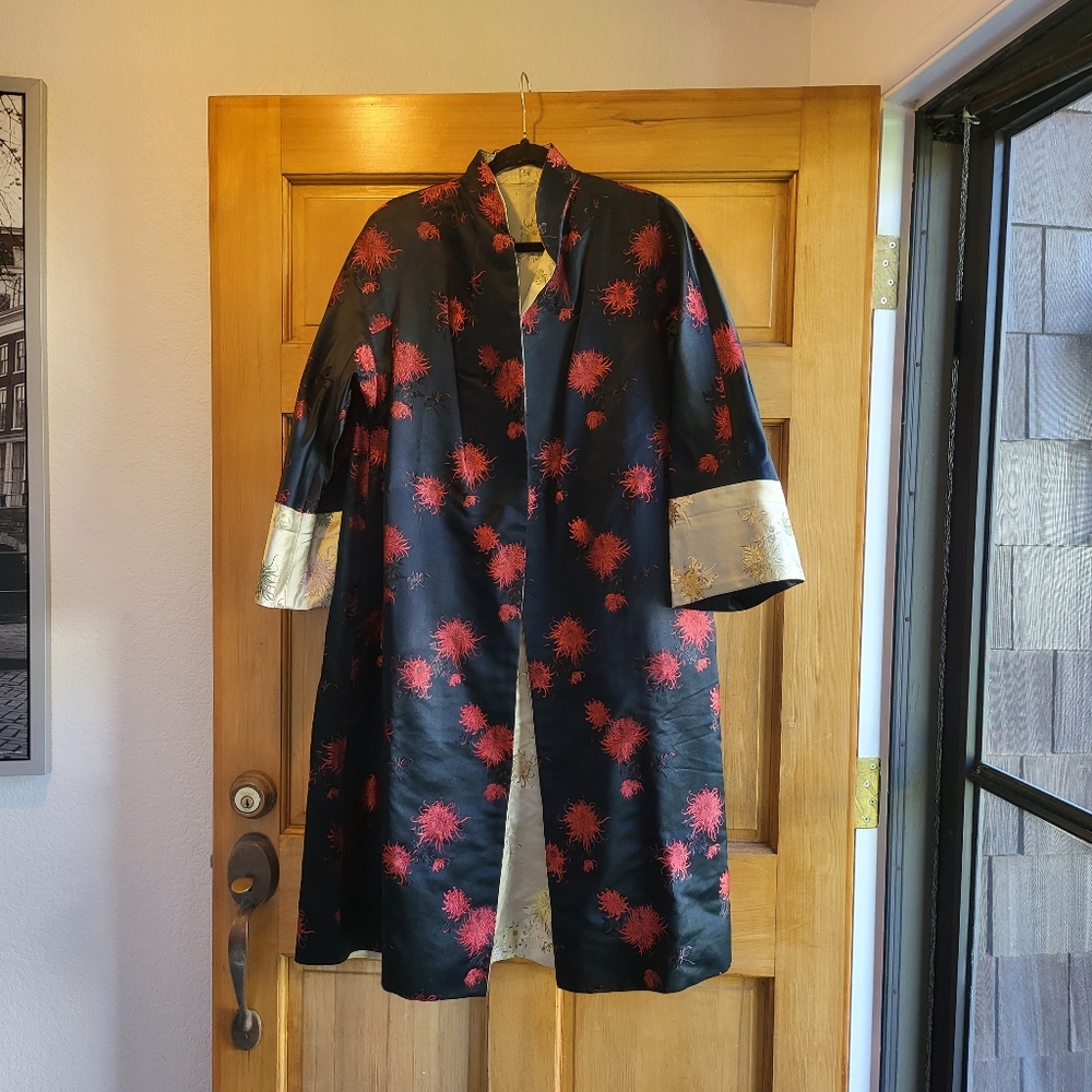 Chinese Reversible Robe Black with Red Details